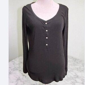 Victoria’s Secret Black Long Sleeve Henley Top Size L
